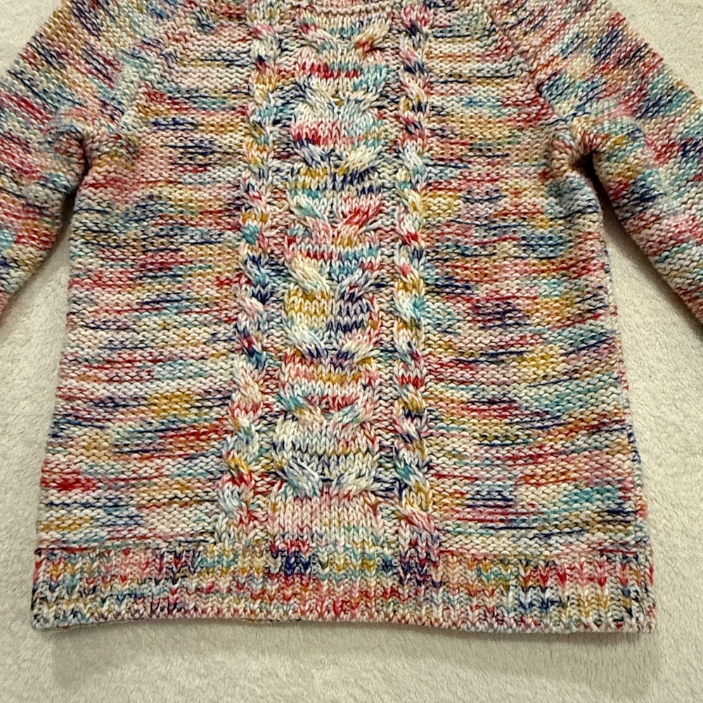 LOFT Multicolor Knit Sweater Size M Cozy Chunky Cable Knit Crewneck - Picture 3 of 15